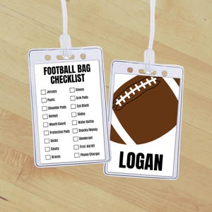 Etiqueta editable para bolsa de fútbol, etiqueta con nombre para lista de verificación de equipo de fútbol personalizado, etiqueta para mochila deportiva escolar y de club, lista de empaque de fútbol