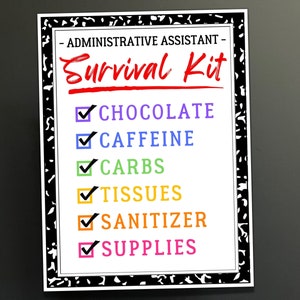 Etiquetas de regalo para el kit de supervivencia del asistente administrativo, tarjetas de agradecimiento para el Día del Profesional Administrativo, paquete de guardería para secretarias