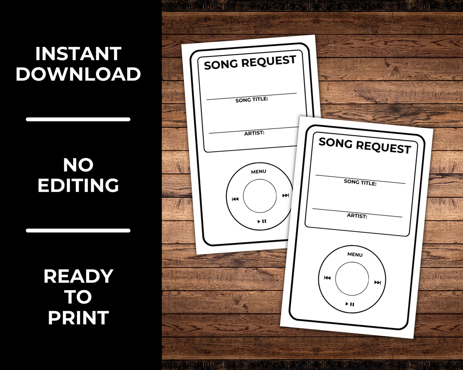 Song Request Text Song Request Cards & Signs, Karaoke Band DJ Printable Song Request Tags ...