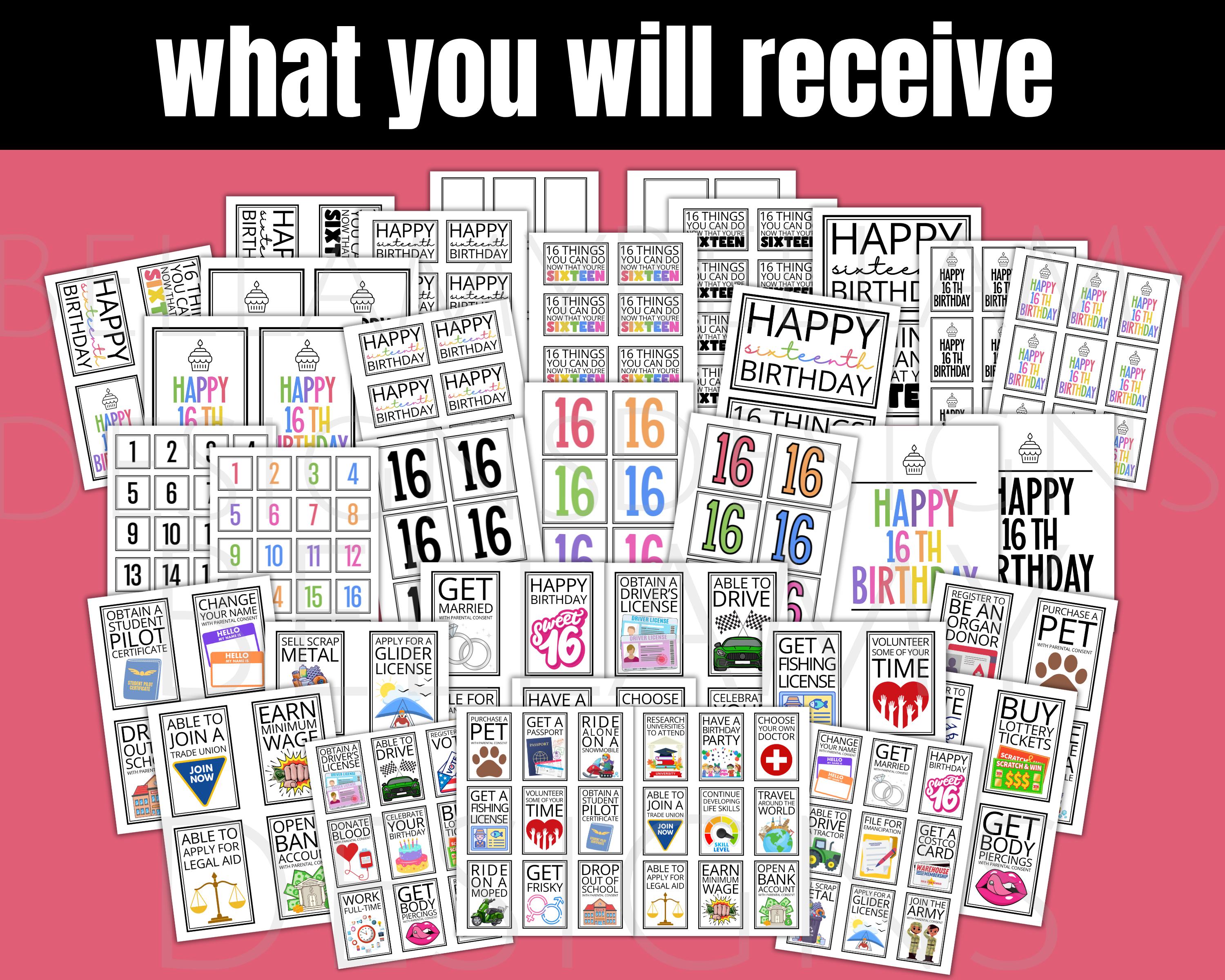 16th Birthday Gift Tags, Things You Can Do When You're 16, Daughter Son ...