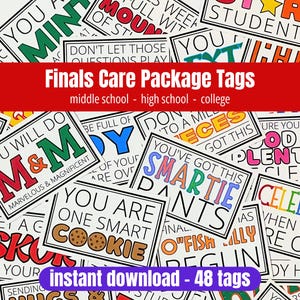 Finals Care Package Tags, Printable Gift Tags for Students, College Care Package Kit, Finals Week Test Taking Survival Kit Daughter Son Gift