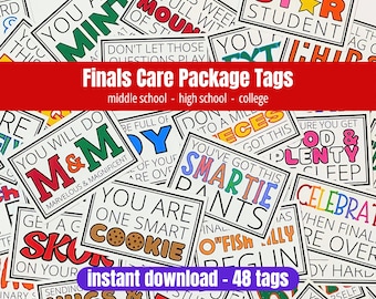 Finals Care Package Tags, Printable Gift Tags for Students, College Care Package Kit, Finals Week Test Taking Survival Kit Daughter Son Gift