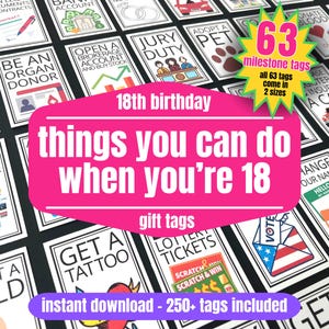 18 Dinge, die Sie tun können, wenn Sie 18 sind, 18. Geburtstag Geschenkanhänger Set, Prost auf 18 Jahre Tochter Sohn oder Freund Geburtstag Geschenkidee