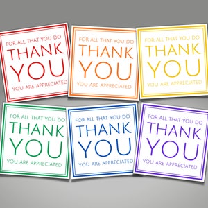 Minimalist Thank You Appreciation Tags, Employee Staff Team Work Appreciation Day Week Month Gift Card Tag, Goody Bags Thank You Gift Idea