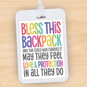 Rucksack-Segen Geschenkanhänger, Segne diesen Rucksack, Schulgebetskarten, Sonntagsschule Erster Schultag PTO PTA, religiöse Geschenke