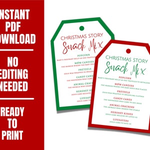 Christmas Story Snack Mix Gift Tag Printable, Stocking Stuffer Treat ...