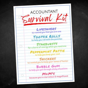 Etichette regalo per kit di sopravvivenza per contabili, ringraziamento per apprezzamento contabile CPA, regalo per contabile di preparazione delle tasse, etichetta per sacchetto di caramelle per bomboniere
