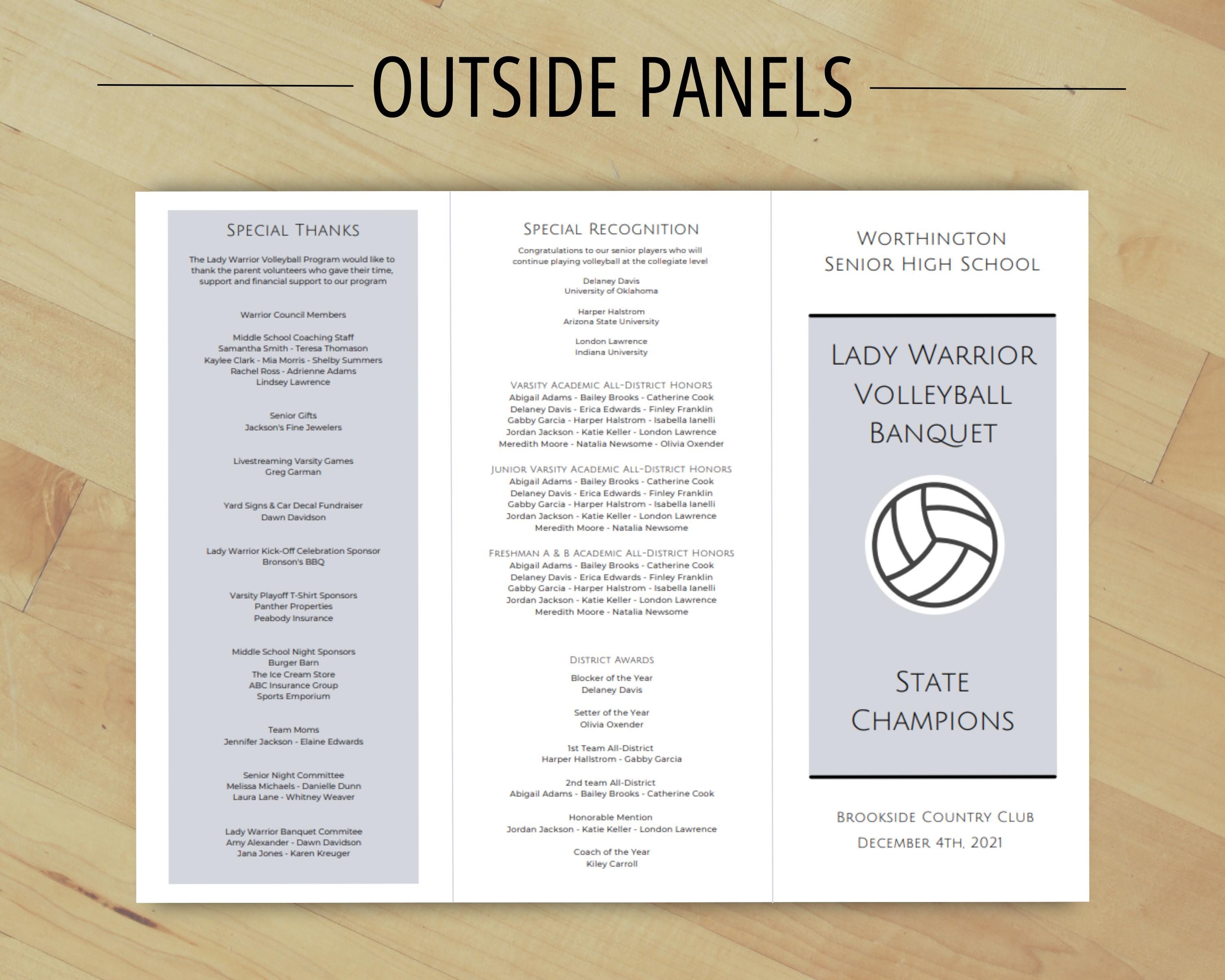 Fold Programs Tri-fold Program Template, Editable Landscape Orientation Folded ...