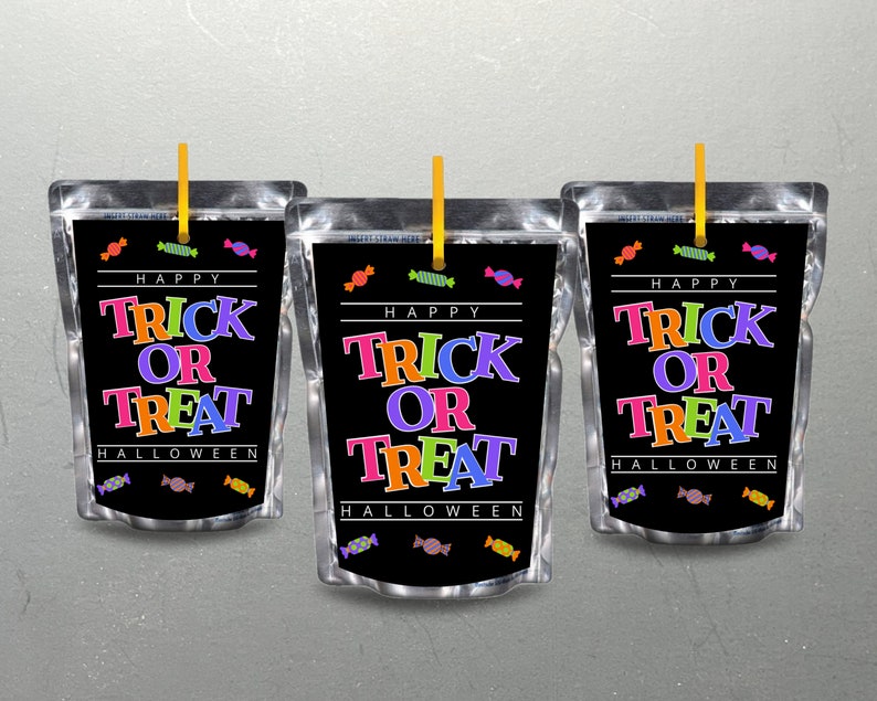 Halloween Juice Pouch Labels Wrappers Trick or Treat Party - Etsy