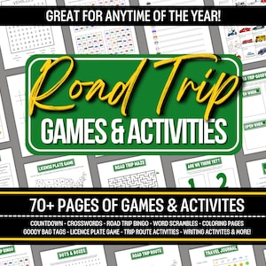 Kids Road Trip Games & Activities, Kids Car Activities, Family Road Trip Planner, Travel Activity Pack Family Road Trip Travel Activities