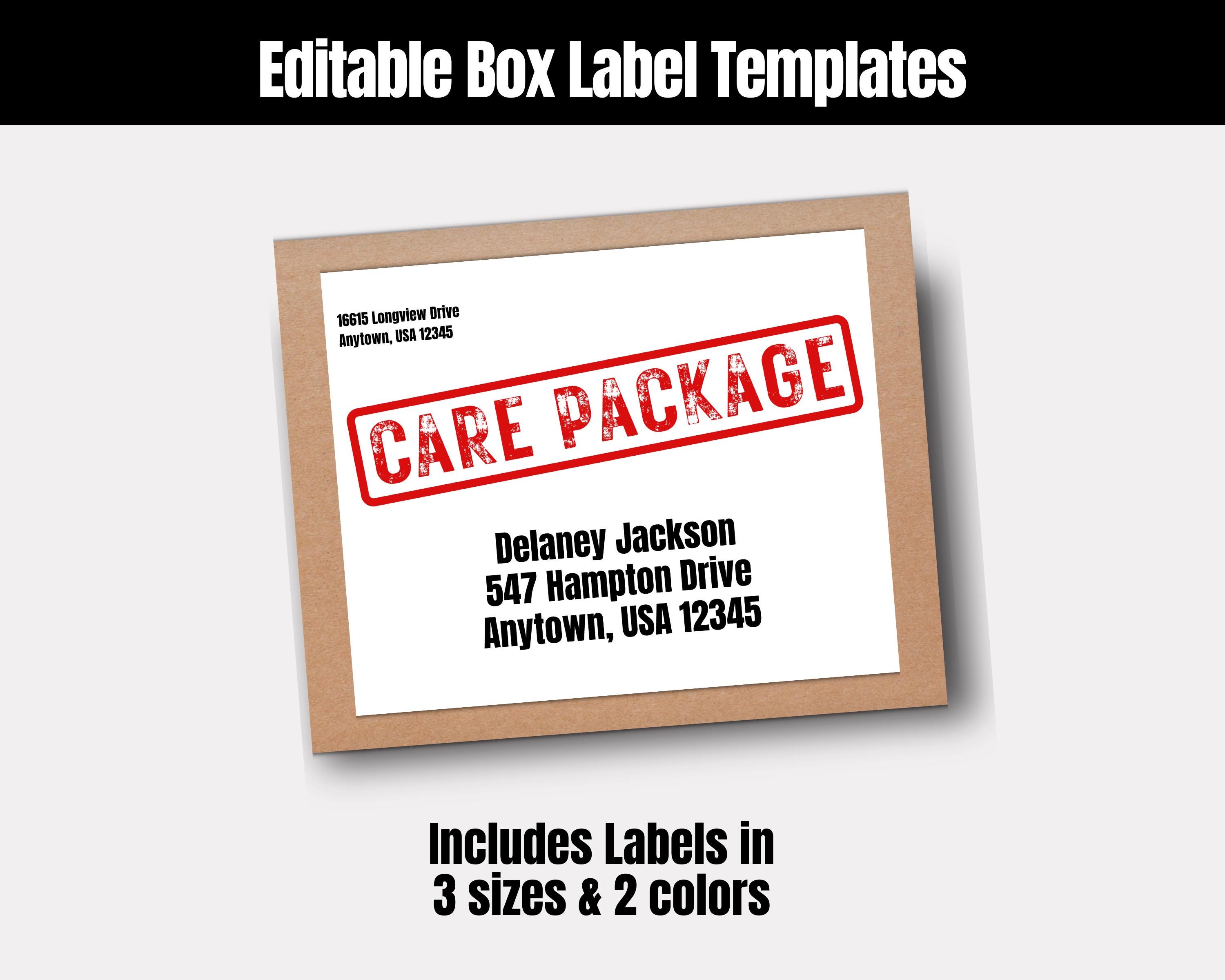Friends Address Labels Editable Box Label Template, Custom Mailing Address Label, Friend Care ...
