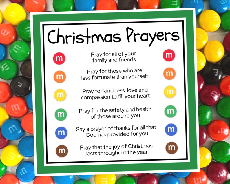 M&amp;M Christmas Prayers Printable Christmas Activities for - Etsy