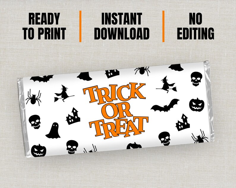Envoltorio para barras de chocolate de Halloween, envoltorio para barras de chocolate, obsequios para bolsitas de dulces para fiestas, regalos para pedir dulces, regalos para fiestas escolares, envoltorio para dulces imagen 3