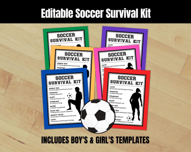 Editable Soccer Survival Kit Tags, Boys & Girls Soccer Game Day Treat ...