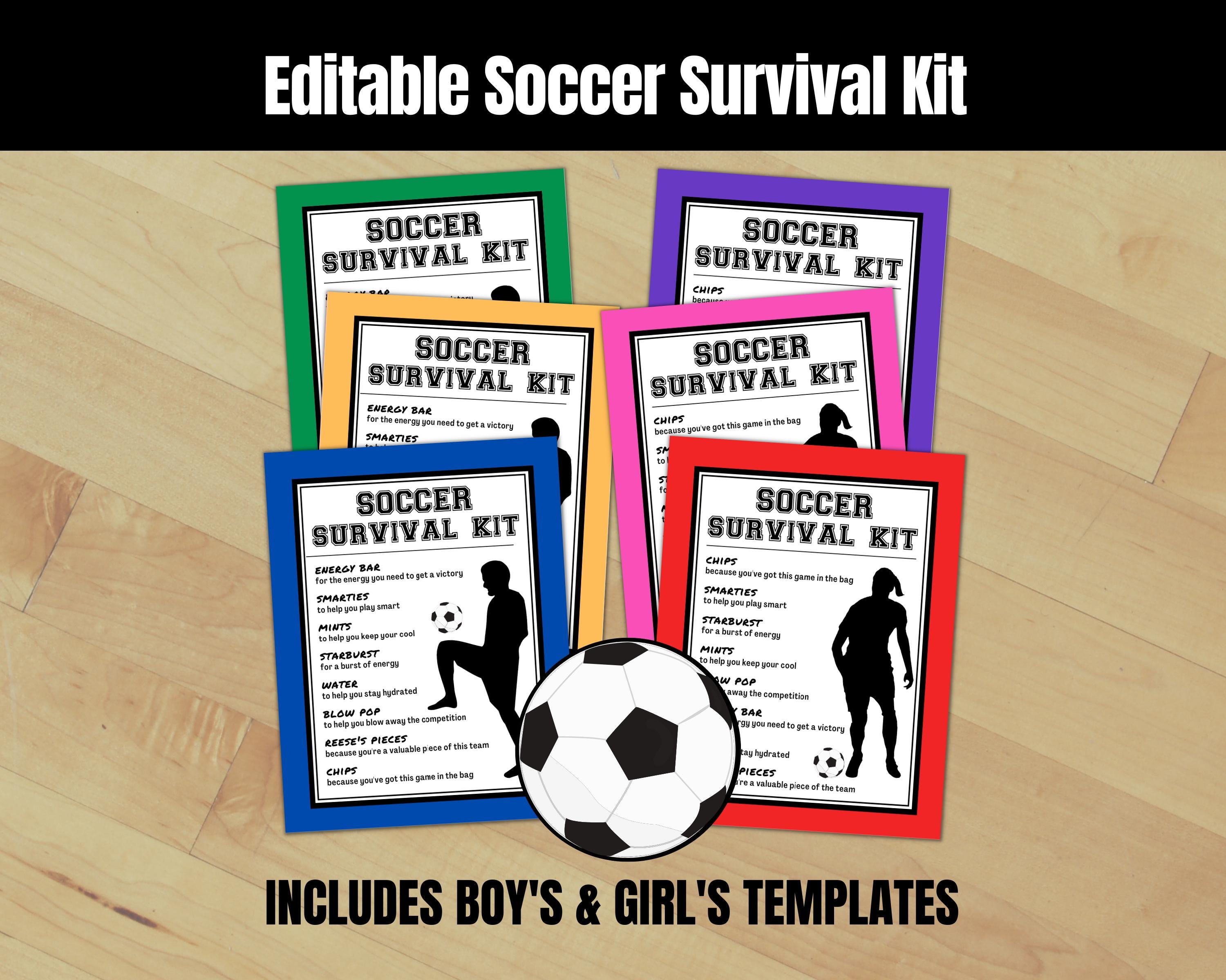 Editable Soccer Survival Kit Tags, Boys & Girls Soccer Game Day Treat ...