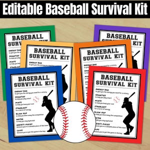 Baseball Survival Kit Geschenkanhänger, Turnier Goodie Bag Anhänger für Partygeschenke, Spieler-Team-Coach Baseball Mama, Vorlage für Leckerli-Tags