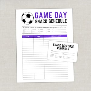 EDITABLE Soccer Snack Schedule Sign Up Sheet, Soccer Coach and Soccer Team Game Day Snacks, Team Mom Soccer Mom Food List, Coaching Template