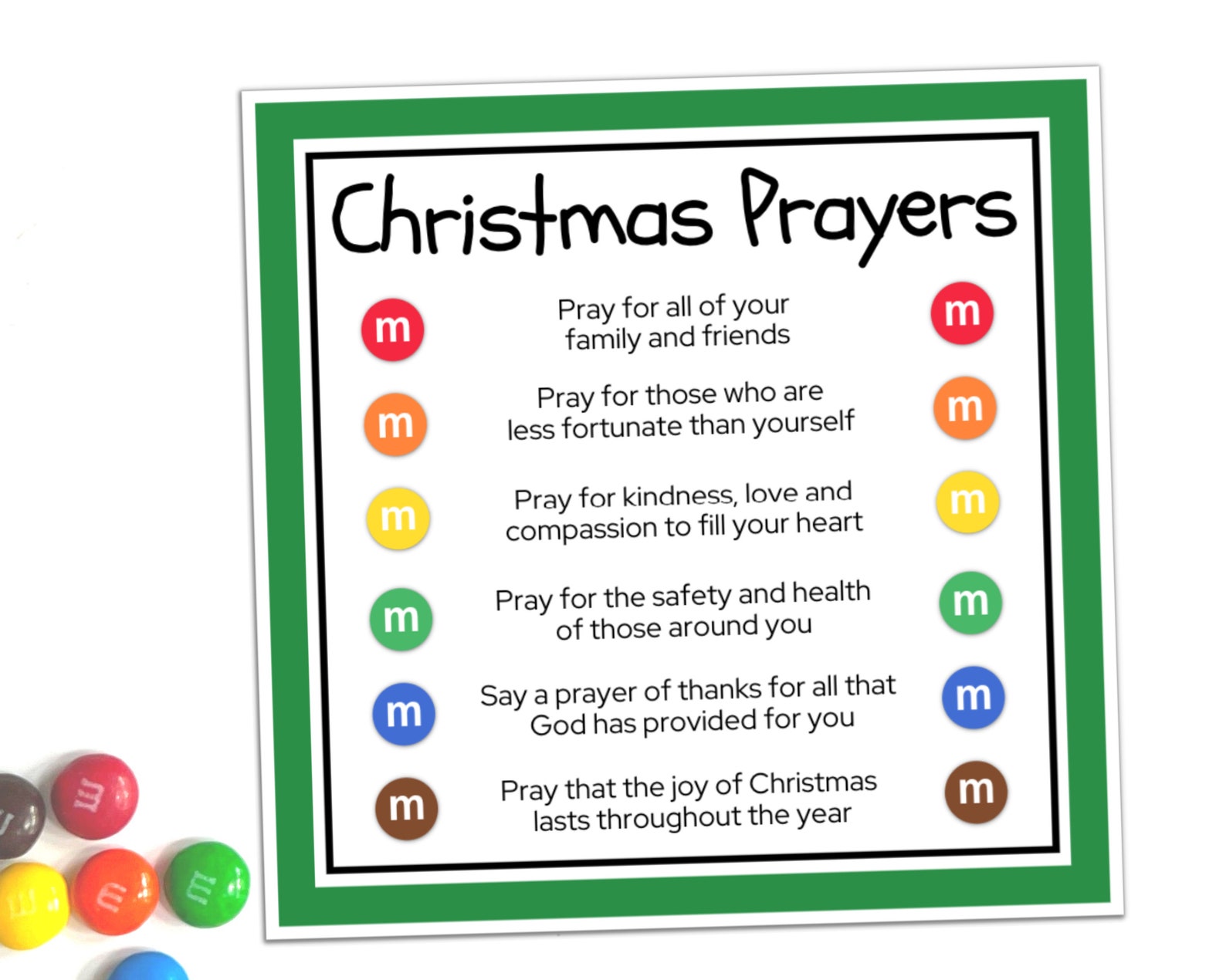 M&amp;M Christmas Prayers Printable Christmas Activities for - Etsy