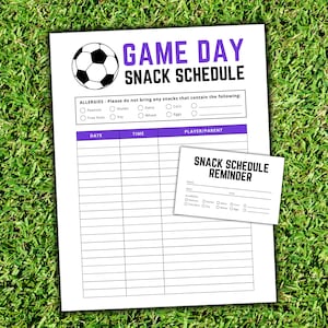 EDITABLE Soccer Snack Schedule Sign Up Sheet, Soccer Coach and Soccer Team Game Day Snacks, Team Mom Soccer Mom Food List, Coaching Template