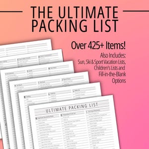 Ultimate Packing List, Printable Packing Planner List Planner, Vacation Packing Checklist, Organization Printable, Instant Download