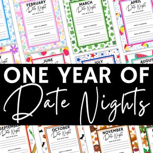 Printable Date Night Experiences Packet, Gift of Time Book, 12 Months Couples Experiences Adventures, DIY Adults Teens Date Night Activities