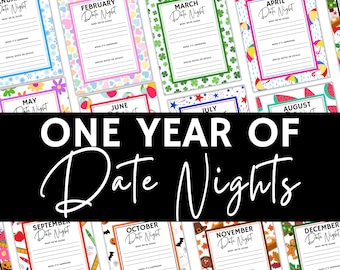 Printable Date Night Experiences Packet, Gift of Time Book, 12 Months Couples Experiences Adventures, DIY Adults Teens Date Night Activities