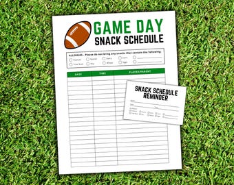 EDITABLE Football Snack Schedule Sign Up Sheet, Football Coach and Team Game Day Snacks, Team Mom Football Mom Food List, Coaching Template