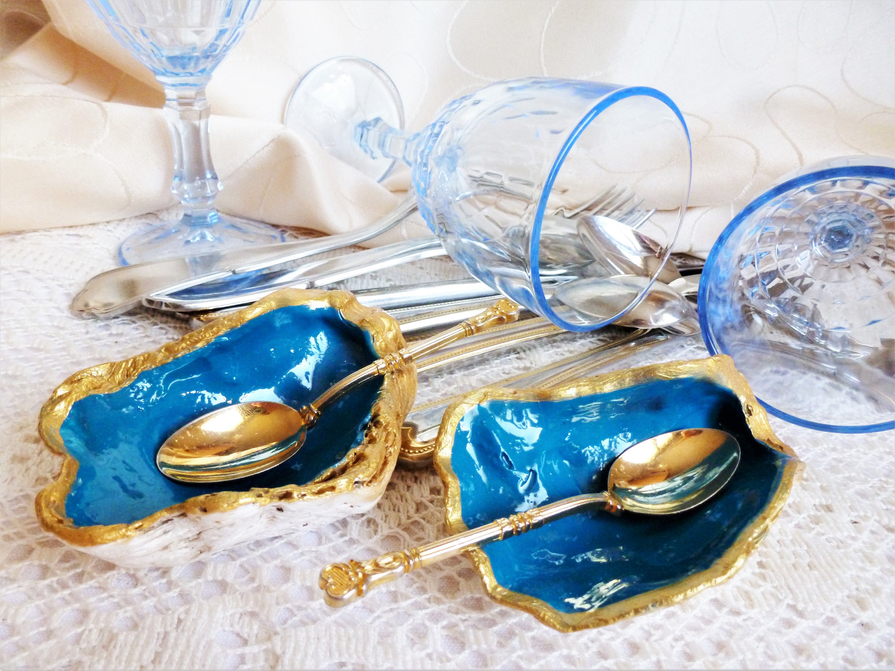 Salière et Poivrière de Table, Accessoires Table en Coquillages Peints, Décoration Marine Cadeau Ori