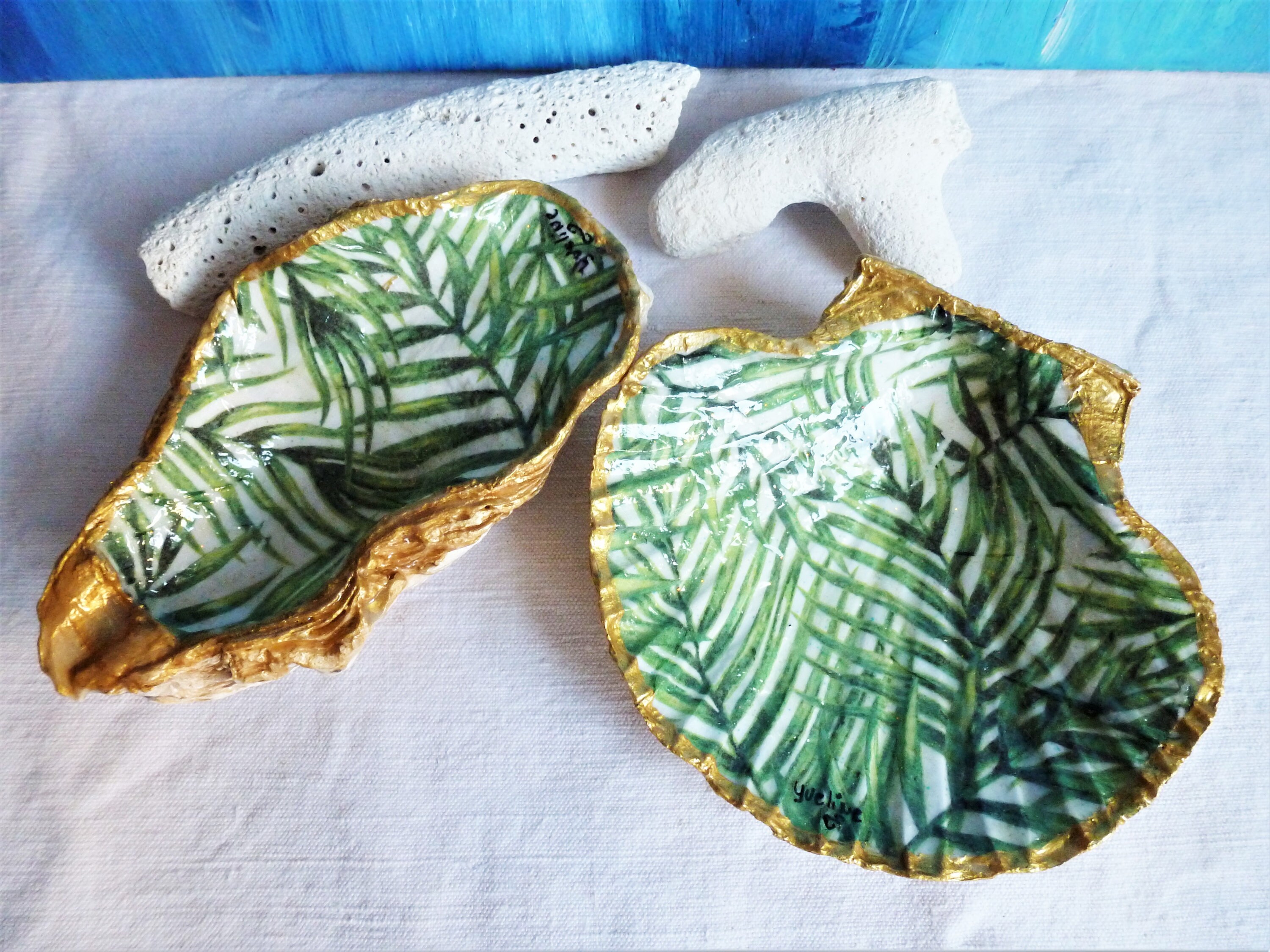 Coquille St-Jacques Décorée, Coquille d'huître Plat d'anneau Coquillage, Cadeau Original d'invité, D