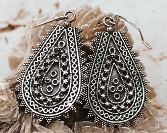 Boho silver earrings, boho jewelry earrings, sterling silver earrings dangle, gift for women, hippie jewelry for her