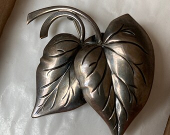 Vintage John Lauritzen Danish Leaf/Leaves Pin, Brooch, Sterling Silver, Jewelry,  Hat Accessory, Scarf Clasp, Scandinavian Quality Design