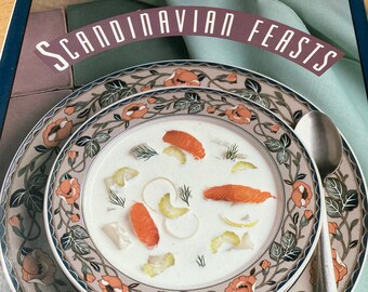 Scandinavian Feasts Cookbook, Beatrice Ojakanga, Full Course Vintage Hardbound, Color Photos, American Measurements & Ingredients, 1992