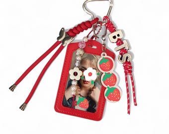 KPOP Bts Red Photocard Holder Keychain | Kpop Bag Charm | BT Photo