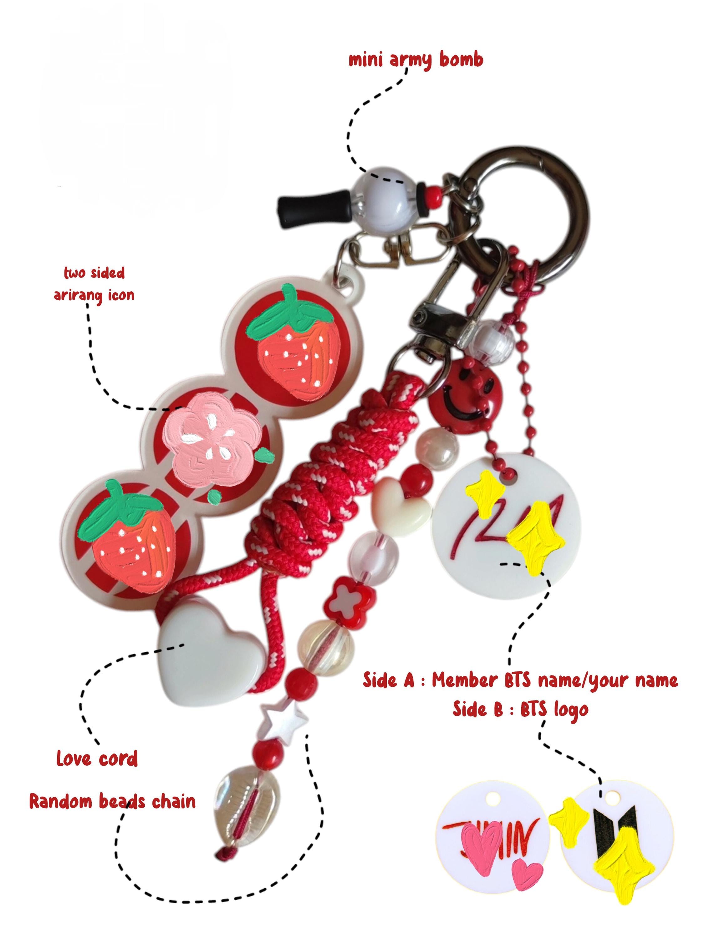 BTS Inspired Arirng Bag Charm Keychain, Kpop Style Beaded Charm