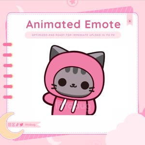 Cat Animated Emote (Black, Pink) for Twitch, YouTube, Discord | Kitten Emotes
