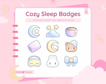 Cozy Sleepy Sub Badges for Twitch, YouTube, Discord (Blue)