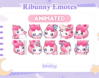 Ribunny Emotes (10 Pack) for Twitch, YouTube, Discord | Cute Bunny Rabbit Emotes Palworld