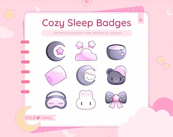 Cozy Sleepy Sub Badges for Twitch, YouTube, Discord (Black Pink)