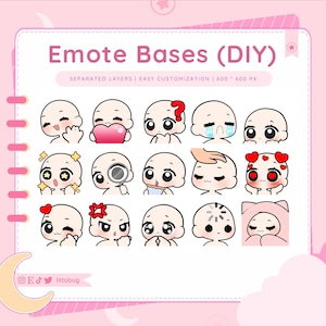 Paquete básico de emoticonos n.° 1 / Plantilla de emoticono DIY para Twitch, Discord y YouTube