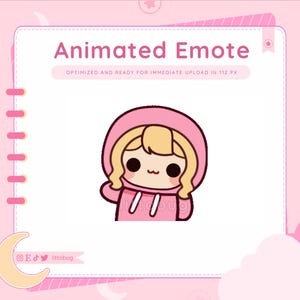 Wiggle Animated Emote (Blonde Haare, Pinker Hoodie) für Twitch, YouTube, Discord | Chibi Mädchen