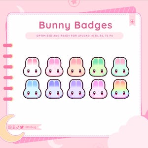 Bunny Rabbit Badges (10 Pack) for Twitch, YouTube, Discord | Affordable Sub and Bit Badges