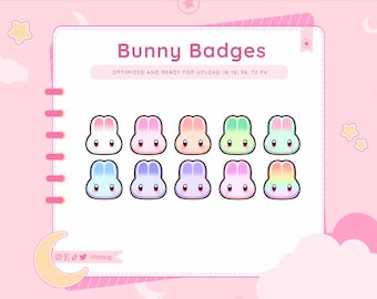 Bunny Rabbit Badges (10 Pack) for Twitch, YouTube, Discord | Affordable Sub and Bit Badges
