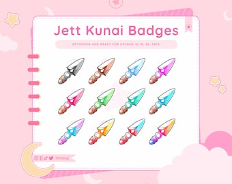 Jett Kunai Badges (12 Pack) for Twitch, YouTube, Discord | Valorant Sub Bit Badges