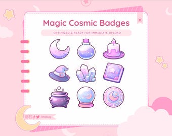 Magic Cosmic Twitch Sub Badges | Celestial Witchy Icons (Digital Download)