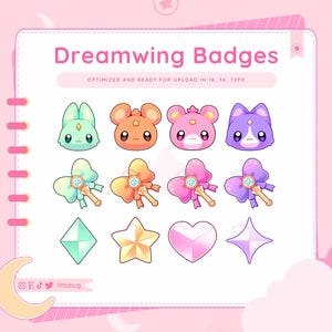 Evori Dreamwings Sub Badges (12 Pack) for Twitch, YouTube, Discord | Valorant Stream Graphics