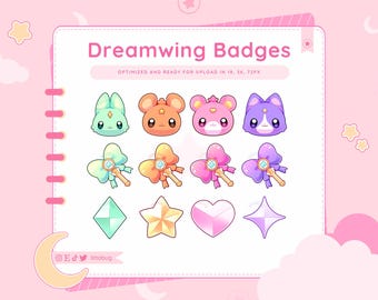 Evori Dreamwings Sub Badges (12 Pack) for Twitch, YouTube, Discord | Valorant Stream Graphics