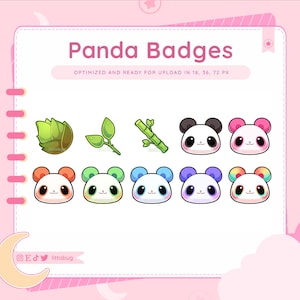 Panda Bamboo Badges (10 Pack) for Twitch, YouTube, Discord | Bear Sub Bit Badges | Animal Badges