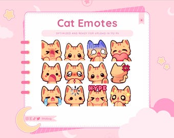 Orange Katze Twitch Emotes, Animierte Kätzchen Emotes (12er Pack)