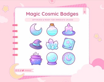 Magic Cosmic Twitch Sub Badges | Celestial Witchy Icons (Digital Download)