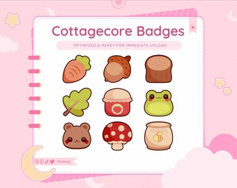 Cottagecore Cozy Sub Badges for Twitch, YouTube, Discord | Bit Badges (9 Pack)